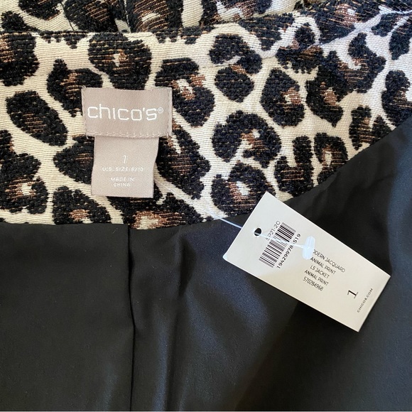 CHICO’S Jacquard  Animal Print Open Front 3/4 Sleeve Jacket Size 8 NWT - Picture 5 of 8